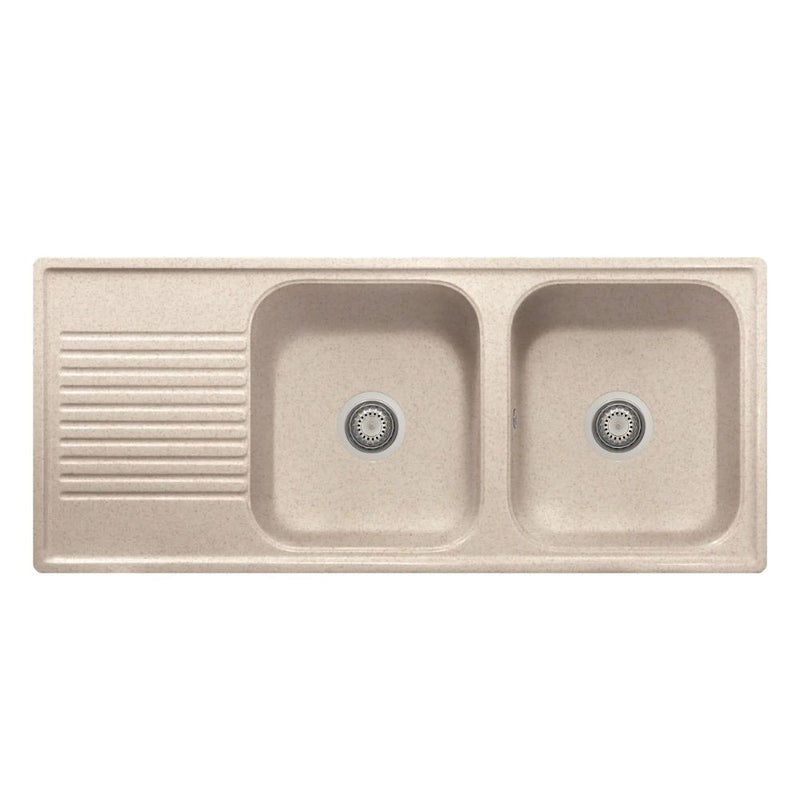 Lavello 116x50 cm 2 vasche gocciolatoio avena Samet