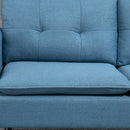 Divano 2 Posti 139x68x80 cm con Cuscini Imbottiti e Gambe in Acciaio  in Tessuto  Blu Scuro