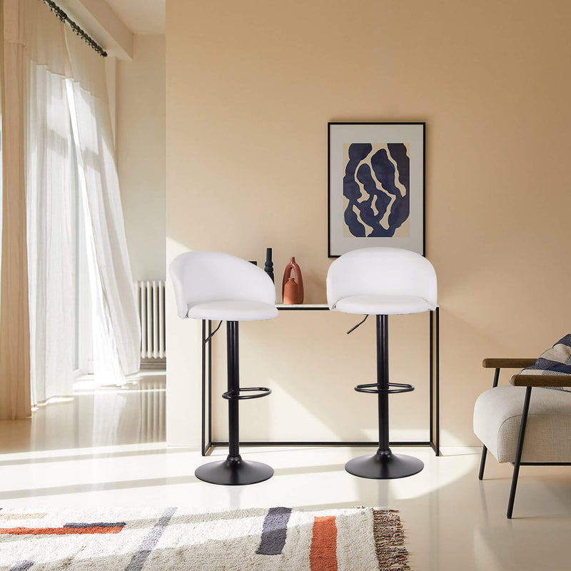 Set 2 Sgabelli 51x44x60/80 cm in Similpelle Base Nera Bianco