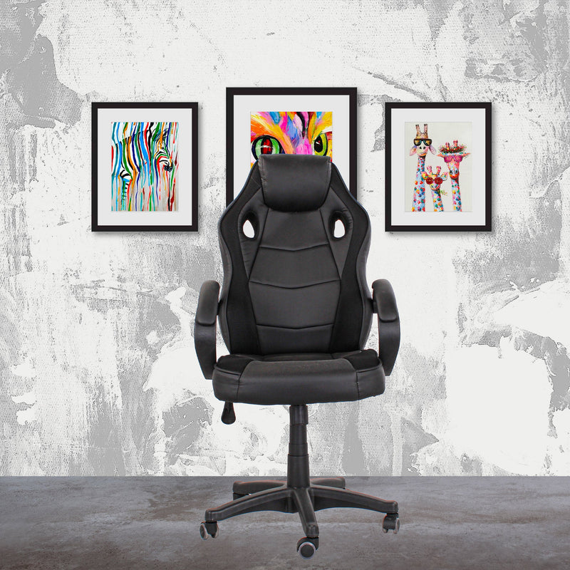 Sedia da Gaming Ergonomica 59x110/120x65 cm in Similpelle Nero