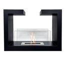 Camino a Bioetanolo da Terra Venus Free Standing Geometrico e Vetri Protettivi Serbatoio 850 ml in Acciaio Verniciato Nero      