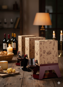 Supporto per Contenitore Vino con Vassoio in Ferro Alluminato Lisa Luxury Bacco Rosso