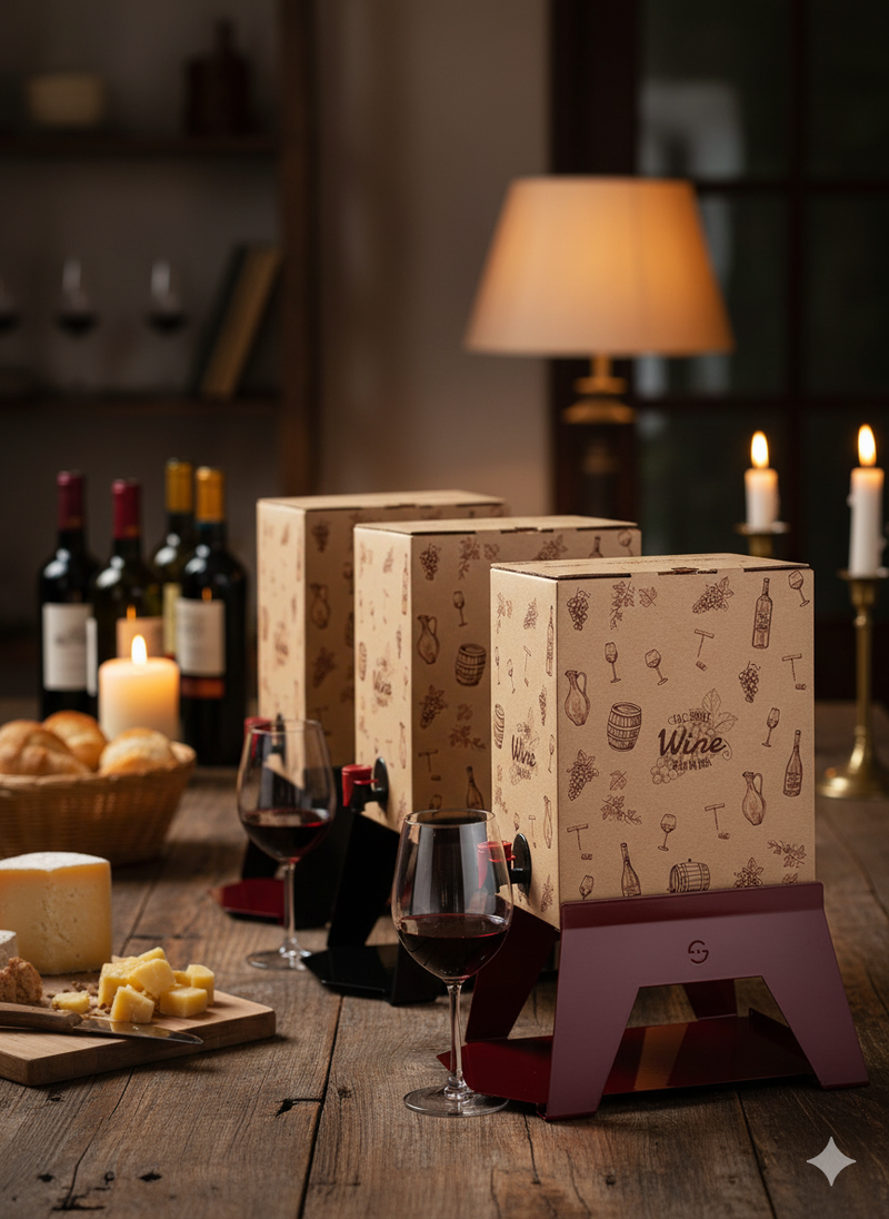 Supporto per Contenitore Vino con Vassoio in Ferro Alluminato Lisa Luxury Bacco Nero