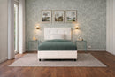 Letto 1 Piazza e Mezza Contenitore Imbottito Similpelle Bianco Boxmax Testata Button Varie Misure