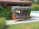 Dondolo da Giardino 3 Posti 190x120x180 cm in Legno con Cuscini Grigio