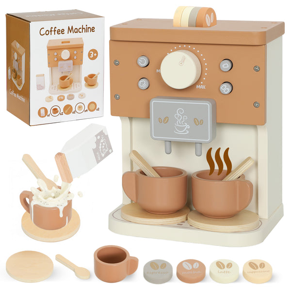 Macchina del Caffè Giocattolo per Bambini con Accessori in Legno Marrone acquista