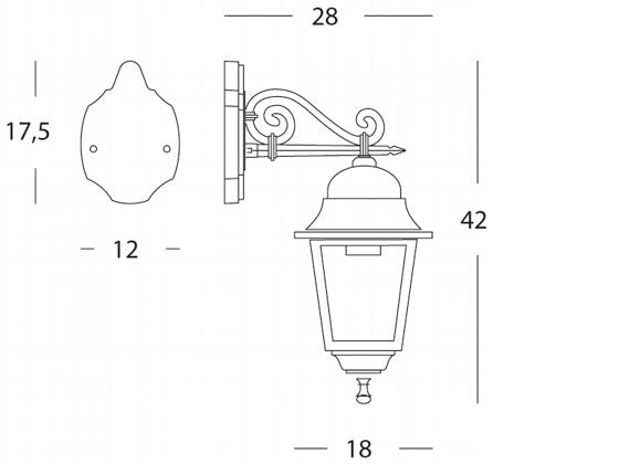 Lampada Applique Media in Basso Colore Bianco e Argento per Esterno Linea Old Sovil