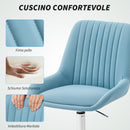 Sedia per Scrivania 52x58x80-90 cm Girevole con Ruote in Silicone PU Blu  