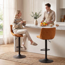 Set 2 Sgabelli da Bar Girevoli 47x53x90-110 cm Regolabili con Schienale in Velluto e Base in Metallo Arancione      