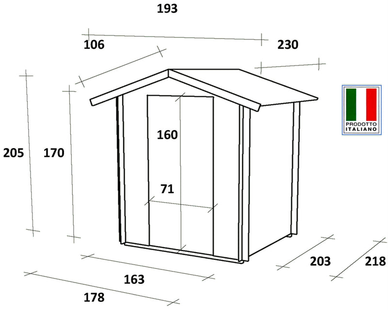 Casetta Box da Giardino per Attrezzi 178x218 cm con Porta Finestrata in Legno Naturale