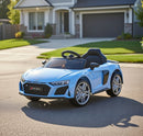 Macchina Elettrica per Bambini 12V Licenza Ufficiale Audi R8 New Spyder con Telecomando e Sedile in pelle Blu