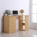 Scrivania da Ufficio con 3 Cassetti e Ripiani in Legno Naturale 120x49x72 cm 