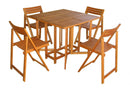 Set Tavolo + 4 Sedie da Giardino Pieghevole in Legno Marrone