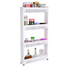 Carrellino da Cucina 54x102x12 cm 4 Ripiani con Ruote in Plastica Bianco