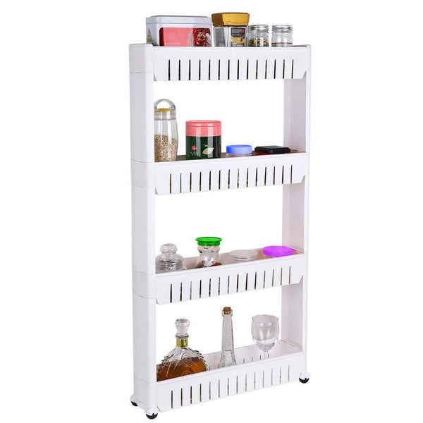 online Carrellino da Cucina 54x102x12 cm 4 Ripiani con Ruote in Plastica Bianco