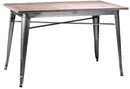 Tavolo Rettangolare in Metallo Top Legno Bristol Silver