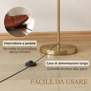 Lampada da Terra a LED 54,3x30,6x159,6 cm con Telecomando 11 Colori di Temperatura in Metallo e Tessuto Effetto Lino Oro      