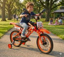 Bicicletta per Bambini 16" Freni a Disco e Rumore del Motore in Accelerazione Magik-Bike Motocross Arancione