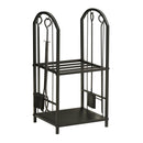 Portalegna per Camino Legnaia a 2 ripiani in Metallo 41,5x32,5x74,5 cm Max 60Kg con attrezzi Nero