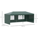 Gazebo da Giardino 585x295x255 cm con Pareti Rimovibili e Finestre Trasparenti Verde   