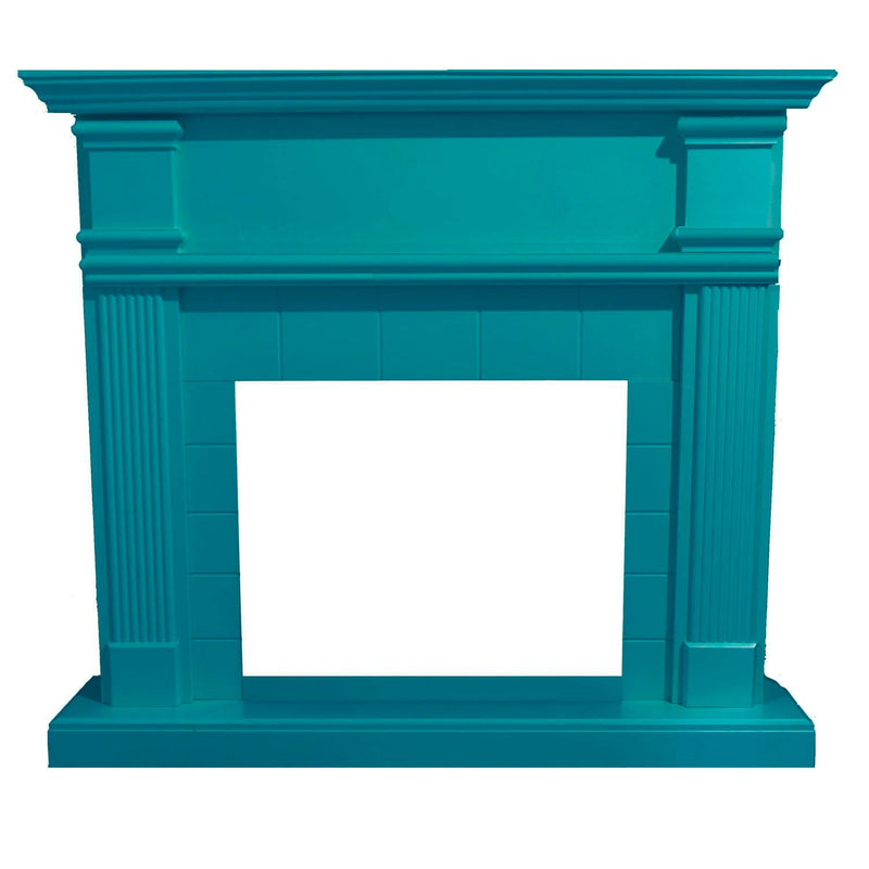 Cornice da Pavimento per Inserto Camino Elettrico 114x28,2x102,2 cm in MDF Sined Caldera Turchese