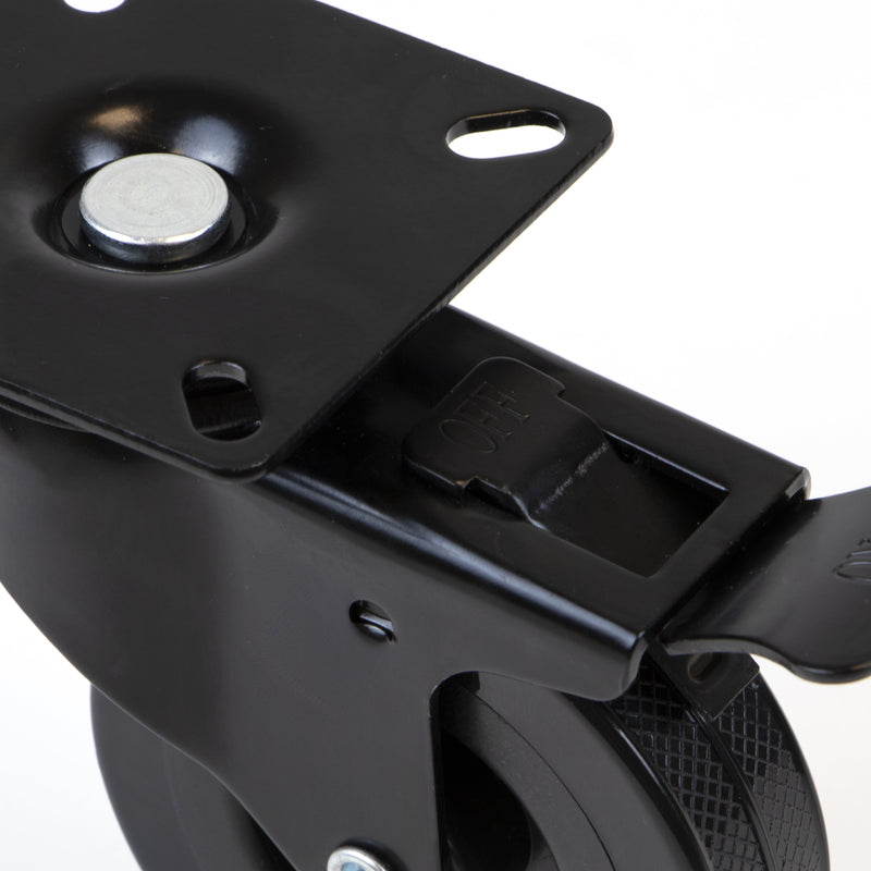 Kit 4 Ruote Slip per Carrello Ø7,5 cm con Piastra in Acciaio Emuca Neri