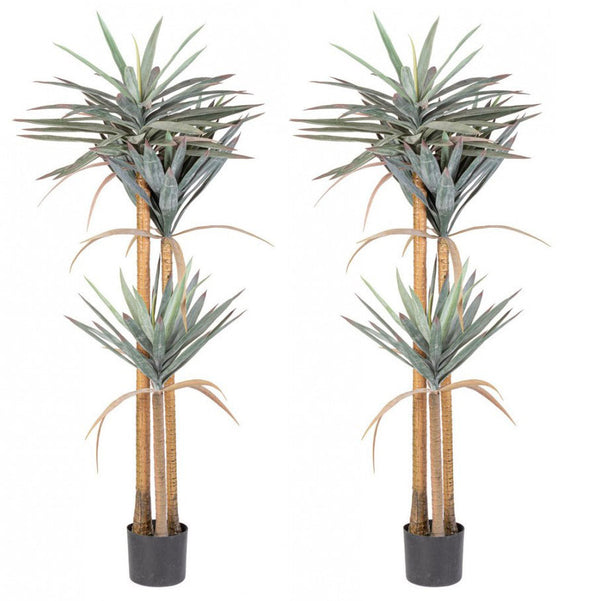 Set 2 Piante Artificiali Yucca 80x75x152 cm in Plastica con Vasi Verde online