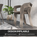Set 4 Sedie da Giardino 60x56x75 cm Impilabili in Polipropilene Grigio 