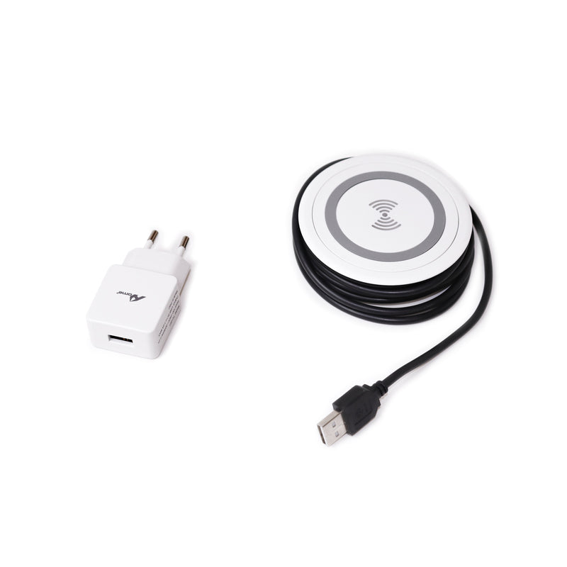 Caricatore Wireless per Cellulari Airless Uscita 5V Dc - 1,8A Plastica Bianca Tecnoplastica Emuca