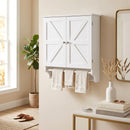 Pensile Bagno Salvaspazio 60,5x22,5x64 cm con 2 Ante e Portasciugamani in MDF Bianco      
