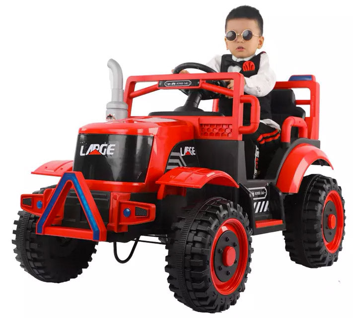 Trattore Elettrico per Bambini 12V con Rimorchio Kidfun Rural Arancione