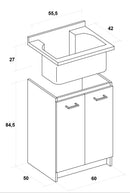 Mobile Lavatoio 60x50x85cm 2 Ante Asse in Termoplastico Montegrappa Marella Bianco con Cesto