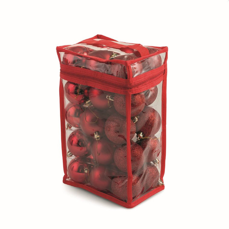 Set 30 Palle di Natale Ø6 cm in Plastica con Borsa Rosso