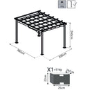 Pergola da Giardino 3x3m  in Alluminio Tortora Telo Grigio
