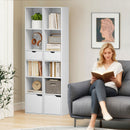 Scaffale Libreria 30x24x158 cm a 4 Ripiani Aperti con Armadietto e Cassetto in Legno Bianco      