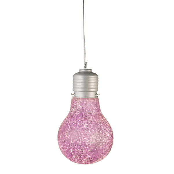 Sospensione 1xE27 Montatura Argento Vetro Filante Rosa E-Energy Elettra sconto