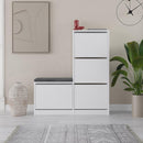 Scarpiera Salvaspazio 105x26x118,5 cm 3 Ante a Ribalta in Melamina Bianco      