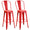 Set 2 Sgabelli da Bar Stile Industriale Schienale Rimovibile 44x49x116 cm in Metallo Rosso