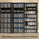 Mobile Porta CD a 8 Livelli 145x24x126,3 cm con 18 Ripiani Regolabili e 24 Scomparti per 1032 CD o 594 DVD in Truciolato Nero      