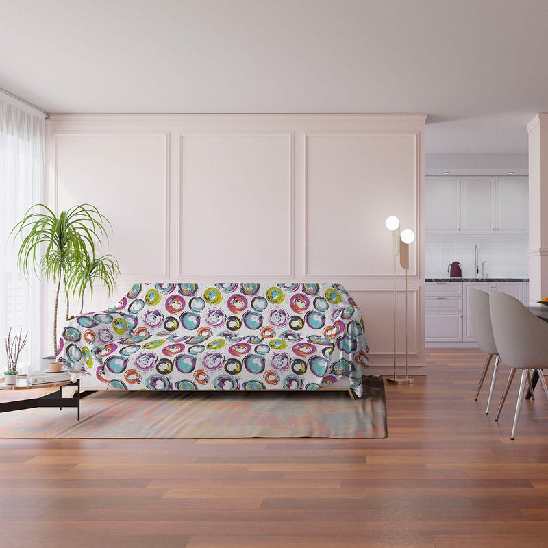 Telo Arredo Copritutto Copridivano in Microfibra Cerchi Astratti Varie Misure