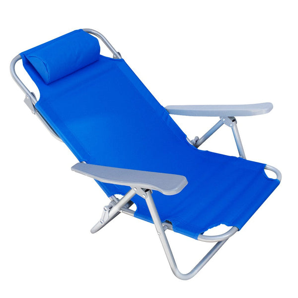Spiaggina Mare Pieghevole con Cuscino in Ferro Blu sconto