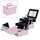 Valigetta Porta Trucchi 20x15x15 cm con Profili in Alluminio Rosa