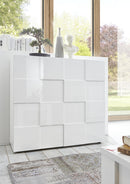Mobile Alto Soggiorno 2 Porte in Melamina 121x42x111cm TFT Chequers Bianco