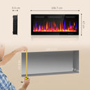 Camino Elettrico da Incasso 106.7x9.4x47 cm con Fiamma Indipendente 3 Modalità di Riscaldamento e Telecomando Nero      