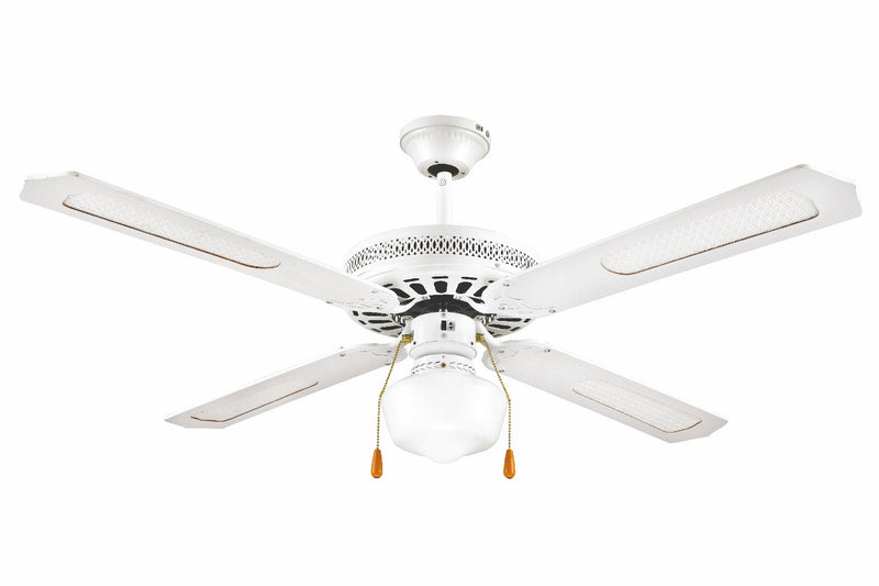 Ventilatore da Soffitto con 4 Pale e Lampada Ø130cm 3 Velocità  Kooper Windy Bianco