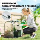 Mini Serra 68x50x70 cm con Aiuola per Coltivazione e Porta Avvolgibile in Acciaio e PP Verde Scuro      