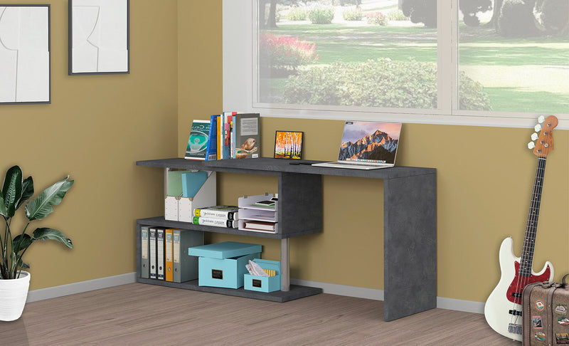 Scrivania con Gamba ad S Girevole 120/65x50x75 cm Volta Ardesia