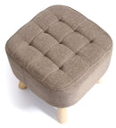 Pouf in Tessuto e Legno Massello 40x40x40H cm Fumer Ruben Marrone