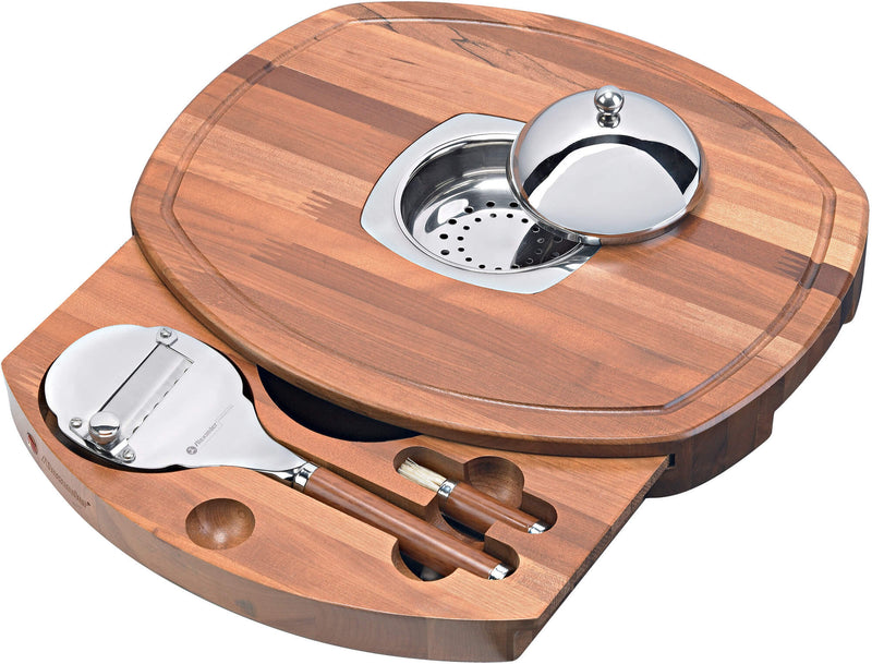 Set Taglia Tartufo in Acciaio Inox con Vassoio in Legno Alexander