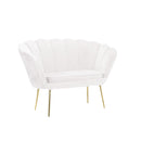 Divano salotto 122x73x78 cm 2 Posti in Velluto Seduta a Conchiglia Lola Bianco